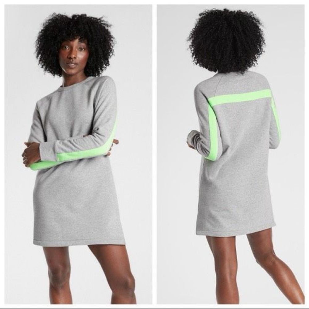 Athleta Gray and Neon Green Mini Dress